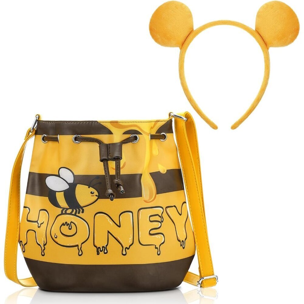 Halloween Bear Costume Accessories Honey Jar Bag and Ears Headband